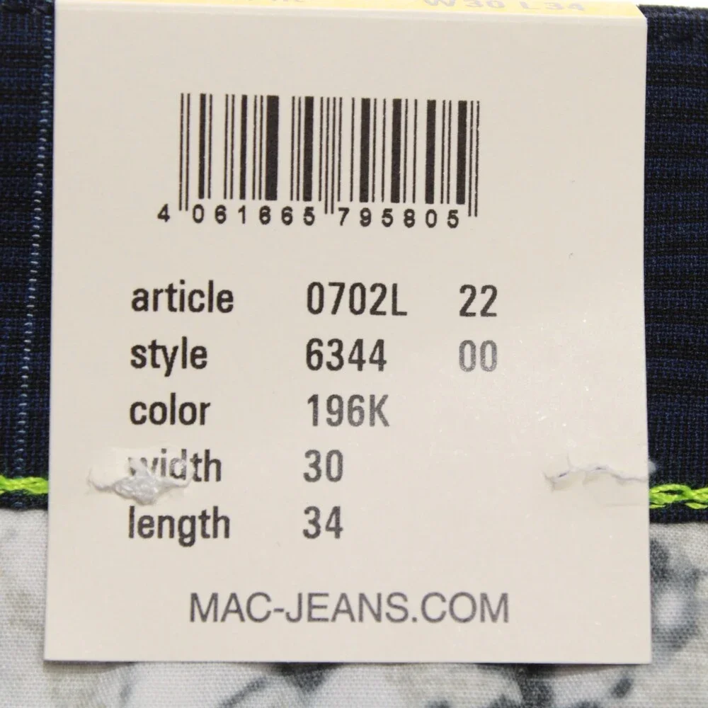 Mac Jeans NWT Chinos / Casual Pants Size 30 US Lennox in Blue Check Polyester